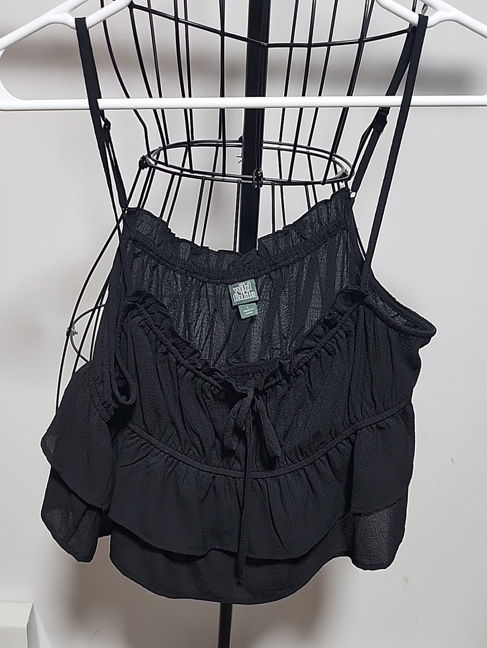 wild fable Black Tiered Ruffle Spaghetti Strap Camisole